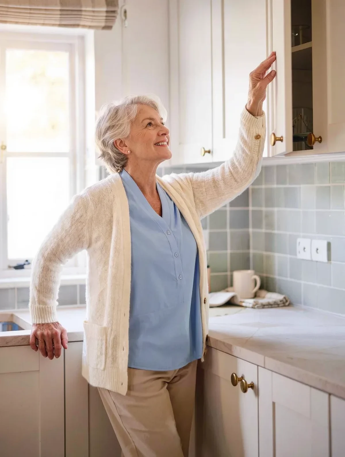 Why Balance Wobbles When Reaching Up for a Shelf After 60